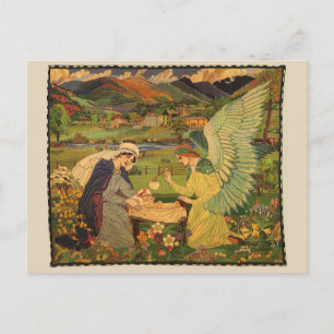Vintage Religiösa Tapestry med Baby Jesus Kristus Vykort