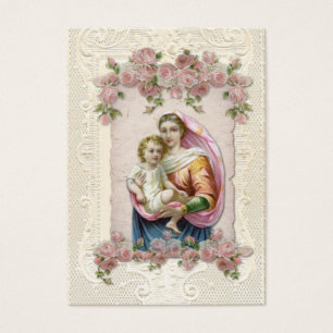 Vintage Religiösa Virgin Mary Funeral Catholique Visitkort
