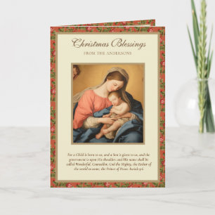 Vintage Religiösa Virgin Mary Jesus Scripture Helgkort