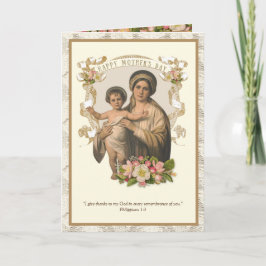 Vintage Religiösa Virgin Mary Mors dag Helgdag Helgkort