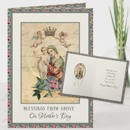 Vintage Religiösa Virgin Mary Mors dag Helgkort