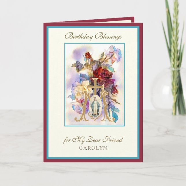 Vintage Religiösa Virgin Mary Ro Friend Kort (Framsida)