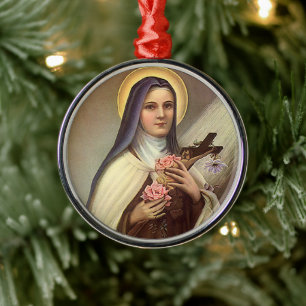Vintage religiöst påsk, nunna med kors julgransprydnad metall