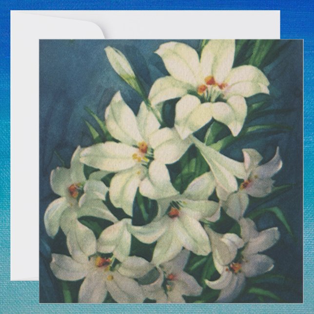 Vintage Religious Easter Greetings, Lily Flowers Julkort (Skapare uppladdad)