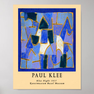 Vintage Remixed Paul Klee Blue Abstrakt Bauhaus Poster