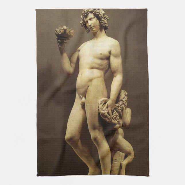Vintage Renaissance Statue Bacchus av Michelangelo Kökshandduk (Vertikal)