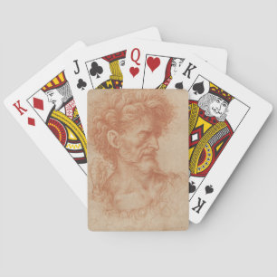Vintage renässans barock röd kritporträtt casinokort