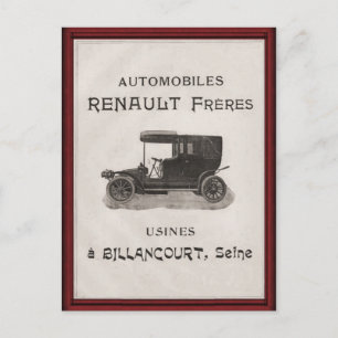 Vintage REnault Automobile poster Vykort