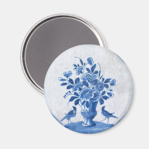 Vintage Replik Fransk Landstil Blå Delft Papper Magnet