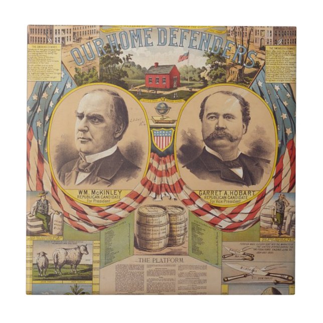 Vintage Republikanska Party Kampanj Kakelplatta (Framsidan)