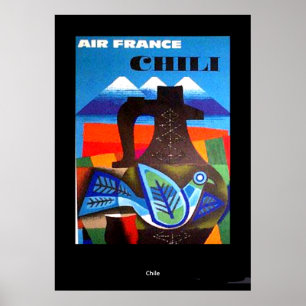 Vintage Resa Affisch Chile Tryck