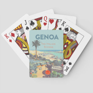 Vintage-resa affisch för resor till Genoa, italien Casinokort