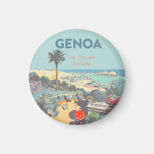 Vintage-resa affisch för resor till Genoa, italien Magnet