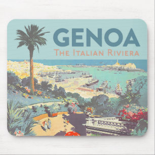 Vintage-resa affisch för resor till Genoa Italiens Musmatta