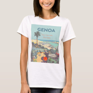 Vintage-resa affisch för resor till Genoa Italiens T Shirt