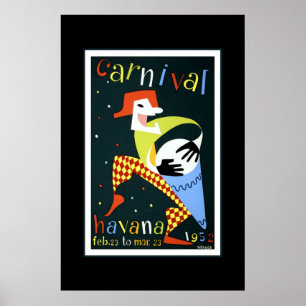 Vintage Resa Affisch Karneval Kuba Havanna