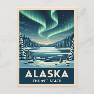 Vintage Resa Alaska Vinterlandskap Retro Vykort