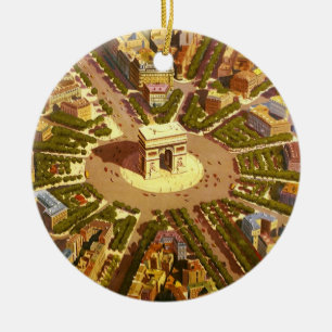 Vintage Resa, Arc de Triomphe Paris Frankrike Julgransprydnad Keramik
