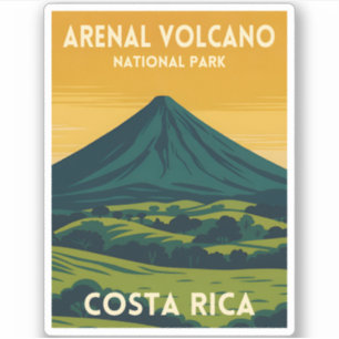 Vintage Resa Arenal Vulkan Costa Rica Landskap Klistermärken