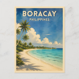 Vintage Resa Boracay Filippinerna Retro Strand Vykort
