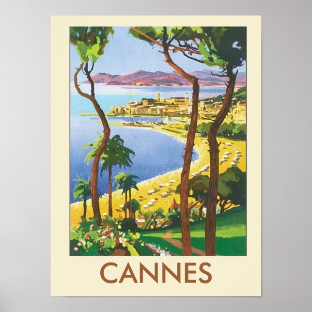 Vintage Resa Cannes Strandscen Poster (Framsidan)