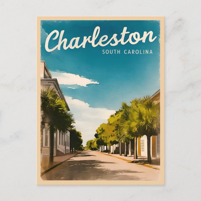 Vintage Resa Charleston South Carolina Retro Vykort (Framsida)
