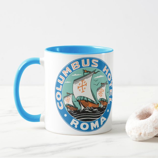 Vintage Resa, Columbus Hotel i Rom Italien Mugg (Med munk)