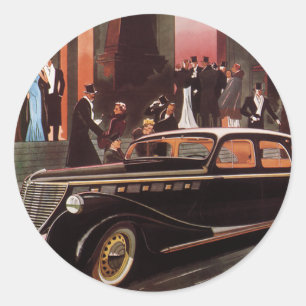 Vintage Resa, Elegant Sträcklimousine Bil Runt Klistermärke