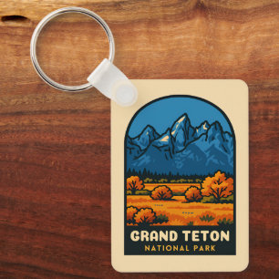 Vintage Resa Grand Teton Nationalpark USA Retro Nyckelring