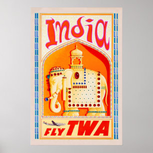 Vintage Resa Indien Delhi Resa Affisch Print