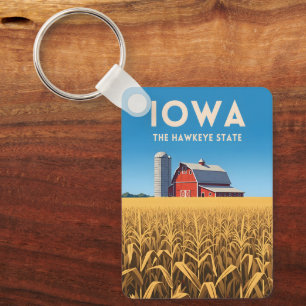 Vintage Resa Iowa Retro Heartland Gårdslandskap Nyckelring