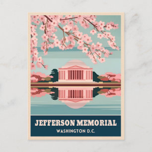 Vintage resa Jefferson Memorial Washington DC Vykort