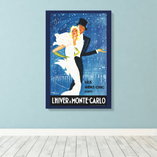 Vintage resa, kärleksromantik vinter i Monte Carlo Canvastryck