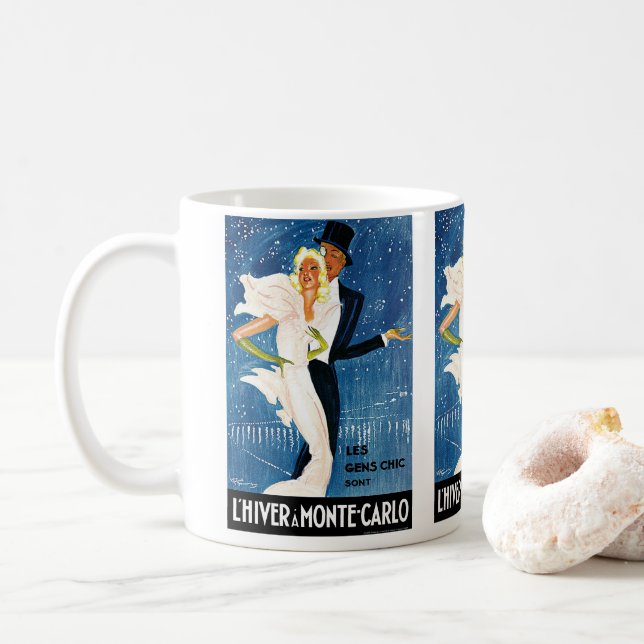 Vintage resa, kärleksromantik vinter i Monte Carlo Kaffemugg (Med munk)