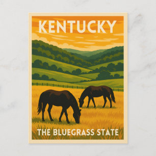 Vintage Resa Kentucky Hästar Retro Grafik Vykort