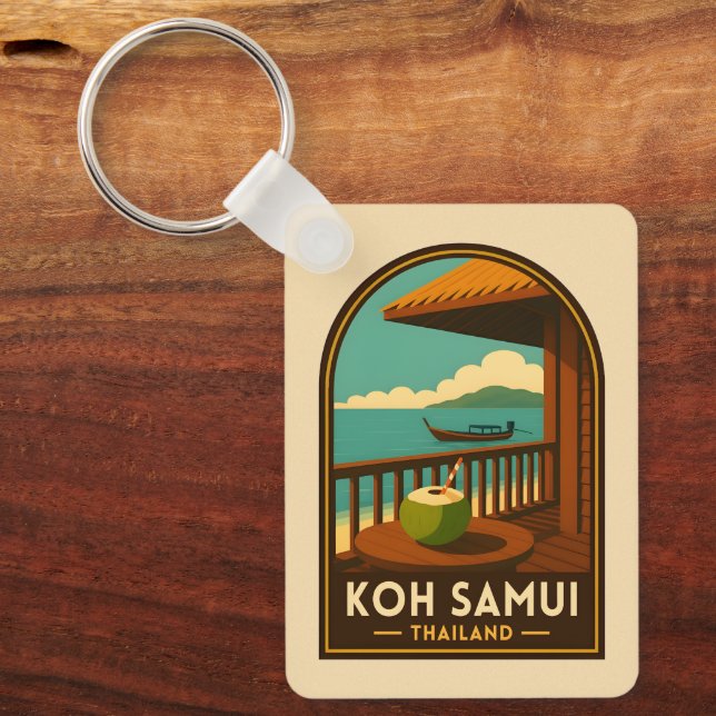 Vintage Resa Koh Samui Ö Thailand Retro Nyckelring (Framsida)
