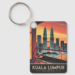 Vintage Resa Kuala Lumpur Malaysia Solnedgång Retr Nyckelring