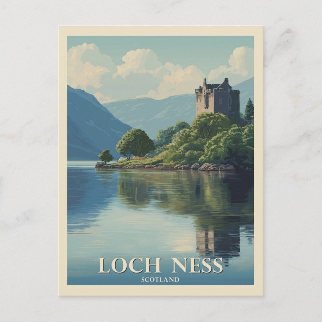 Vintage Resa Loch Ness Skottland Vykort (Framsida)