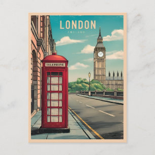 Vintage Resa London Big Ben England Retro Landskap Vykort