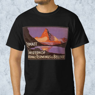 Vintage resa, Matterhorn-berget i Schweiz Tee Shirt