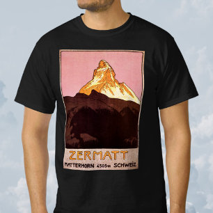 Vintage resa, Matterhorn-berget, Schweiz Tee Shirt