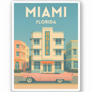 Vintage Resa Miami Art Deco District Florida Klistermärken