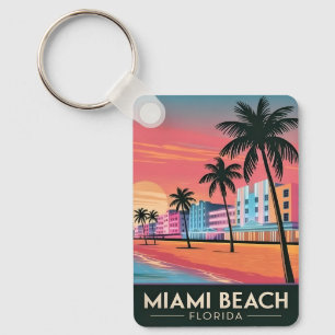 Vintage Resa Miami Beach Florida Solnedgång vid ha Nyckelring