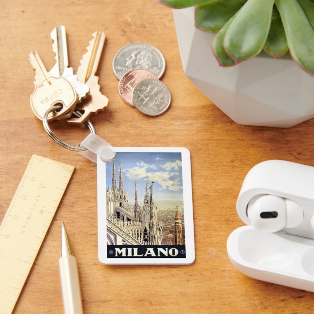 Vintage resa Milano Italien gotisk katedral Duomo Nyckelring (Skrivbord)