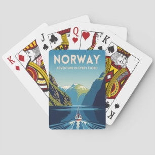 Vintage Resa Norge Fjord Retro Landskap Casinokort