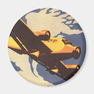 Vintage resa och transport Flygplan flyger Magnet