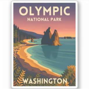 Vintage Resa Olympic National Park Washington Klistermärken