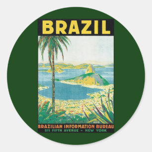 Vintage resa Rio de Janeiro Brasilien kuststrand Runt Klistermärke