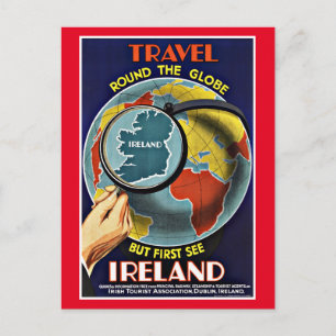 Vintage resa runt jorden Se Irland Vykort