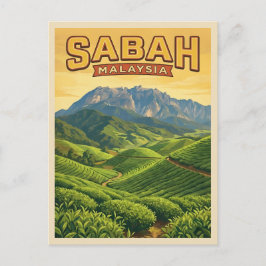 Vintage Resa Sabah Borneo Malaysia Natur Retro Vykort